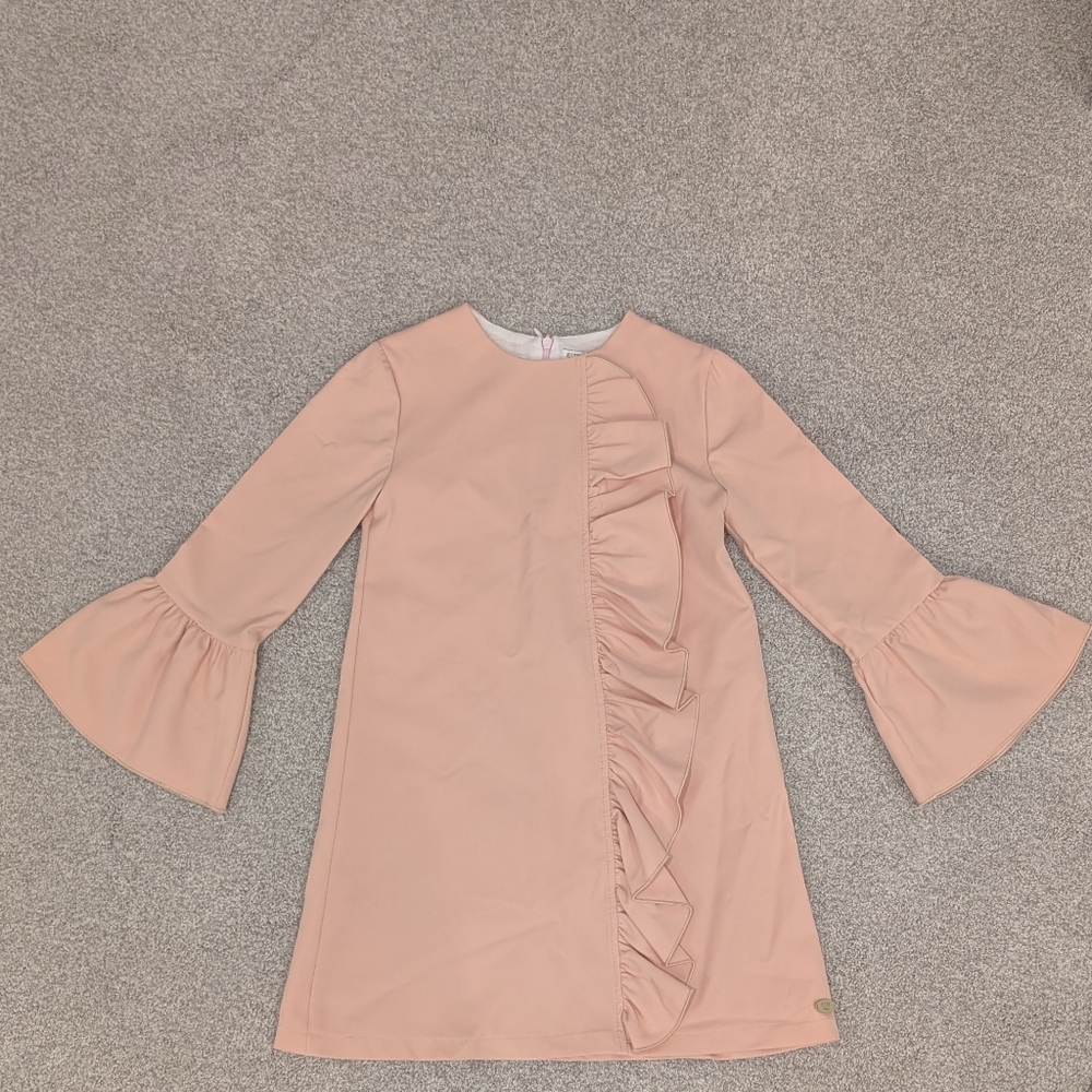Eve Children Light Pink Formal Girls Dress with Bell Sleeves and Ruffle Detail